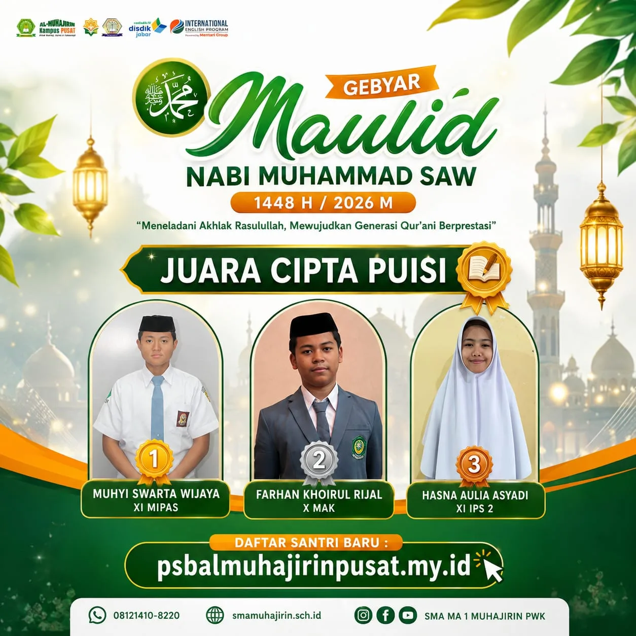Gebyar Maulid 2026, SMA–MA Al-Muhajirin Pusat Gali Bakat Sastra Santri Lewat Lomba Cipta Puisi