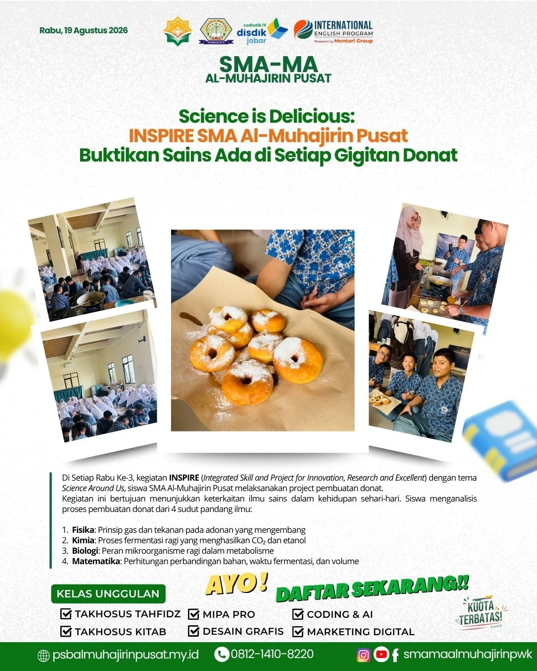 INSPIRE SMA Al-Muhajirin Pusat Hadirkan Pembelajaran Sains melalui Proyek Pembuatan Donat